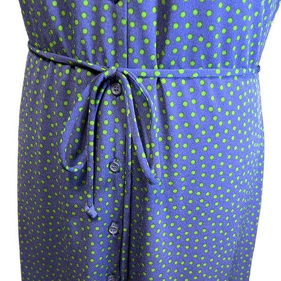 Nicole Miller Navy Dress with Green Polka Dots - Picture 5 of 10